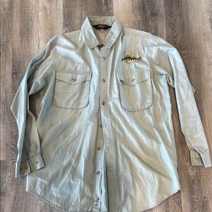 Redington Light green grey  Button-Up Shirt with Fish Embroidery sz m